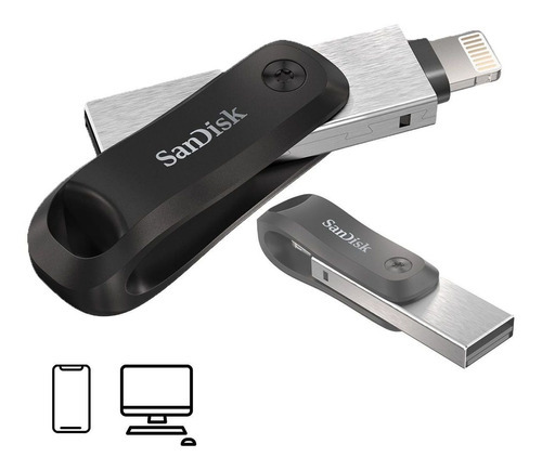 Sandisk Ixpand Pendrive 128gb iPhone Usb Drive Go Lightning Cor Preto