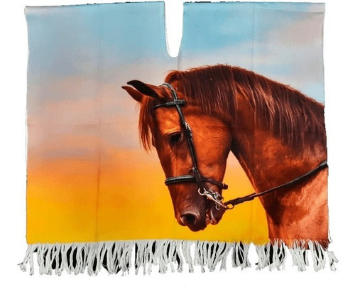Imagen 7 de 10 de Poncho Caballos Y Gallos Sublimado Completo