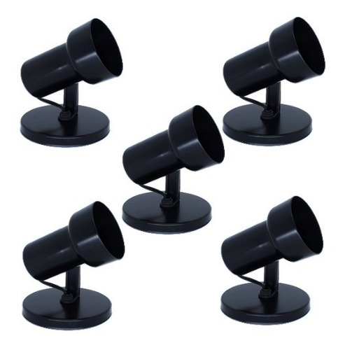 Kit 05 Spot Caneca Preto Led Bulbo Par20 1x E27 Opl