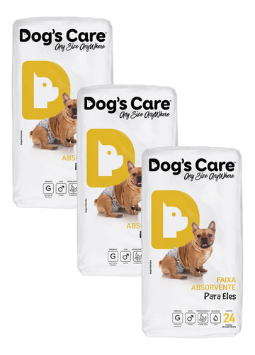 Kit Fralda Higiênica Pet P/ Cães Macho Dogs Care Tam G 72 Un