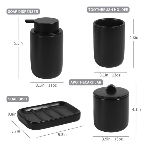 Bosilunlife Juego De Accesorios De Baño Negro Juego De Acc