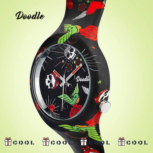 Imagen 2 de 5 de Reloj Unisex Doodle Watch Rosas Y Corazones Analogico