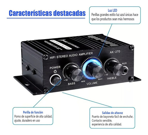 ' Amplificador Mini 400w Audio Hifi For Autos Moto Con Cable