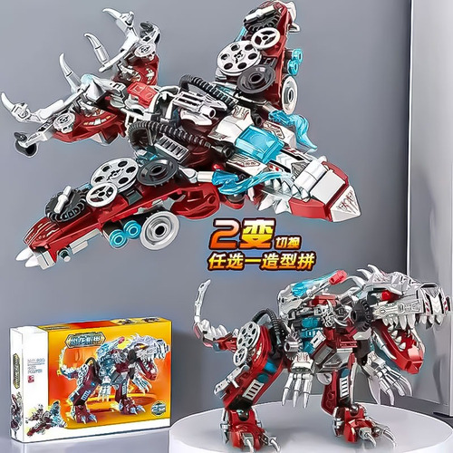 Dinosaurio Rex Transformable Kit Armable Jurassic Park 2en1 396 Dinosaurio Mecha