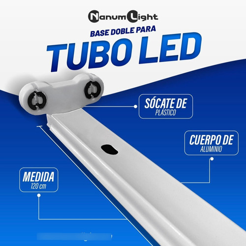 Base Para Instalar Tubo Led T8 120cm Doble, Nanum Light