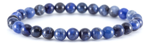 Pulseira Masculina Prata Shambala Sodalita Pedras Naturais Comprimento 20 Cm Cor Azul Diâmetro 8 Cm