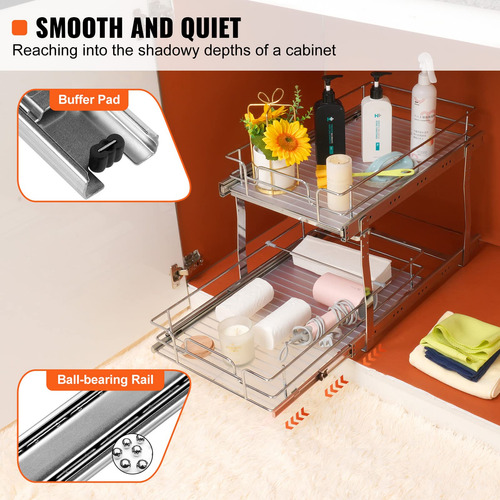 Organizador De Gabinete Vevor Extraíble 2 Niveles 12.7x21 Pu 12.7 Pulgadas De Ancho X 21 Pulgadas De Profundidad X 3.1 Pulgadas De Alto Y 11.8 Pulgadas De Ancho X 20.3 Pulgadas De Profundidad X 3.1 Pulgadas De Alto