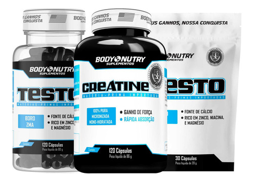Creatina 120 Caps + Testo 120 Caps + Testo 30 Caps Sabor Sem sabor