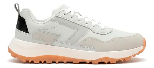 Tênis Sandrini Spryte masculino na cor cinza claro com detalhes em preto e solado bege