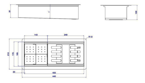 Calha Organizadora Deca Cozinha Inox Sistema 450x206x90mm