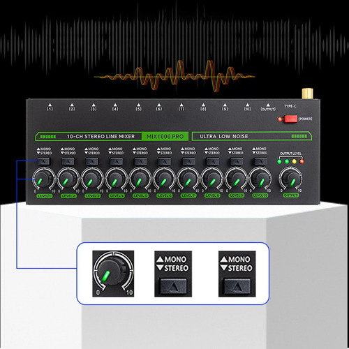 Mixer De Áudio 10 Entradas Mixer De Linha Estéreo