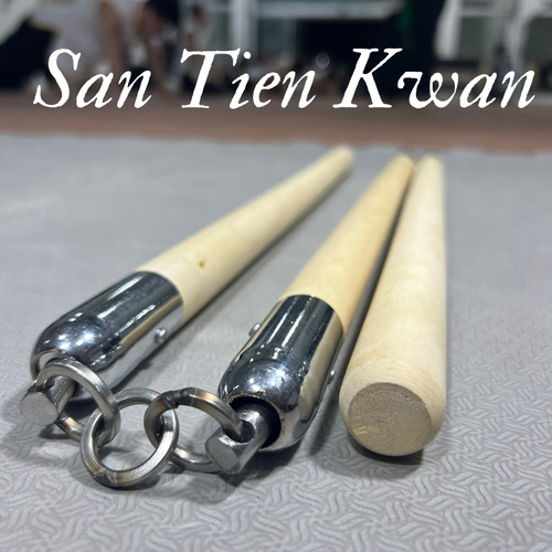 San Tie Kwan Com Rolamento - Bastão 3 Partes Para Kung Fu Marrom-claro