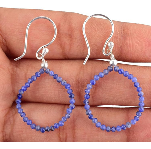 Sodalite Earrings Gemstone Faceted Beads Birthstone Jewelry