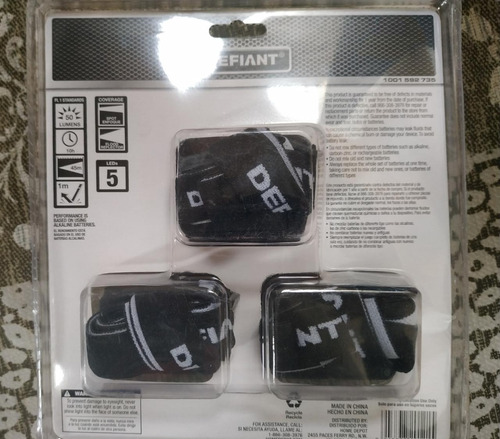 Imagen 3 de 3 de Defiant, Paquete De 3 Faros Led, Diadema Elástica, Linterna