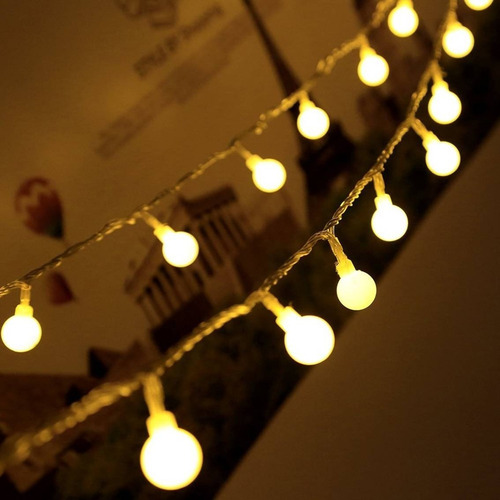 Imagen 5 de 10 de Bolitas Led Decoracion Retro Navidad Guirnalda 5 Mts Calido