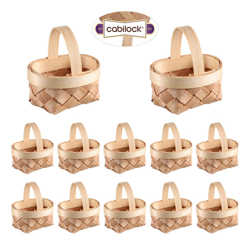 Cesta Portátil Cabilock, 12 Cestas Tejidas De Madera, En Min