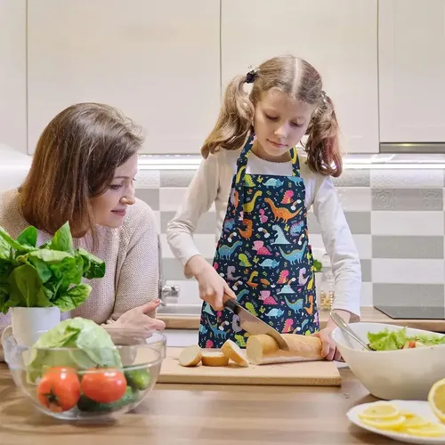 Delantal Infantil De Cocina Con Bolsillos, Ajustable, Para Pintar Y Cocinar, Niños 4-12 Años, Negro