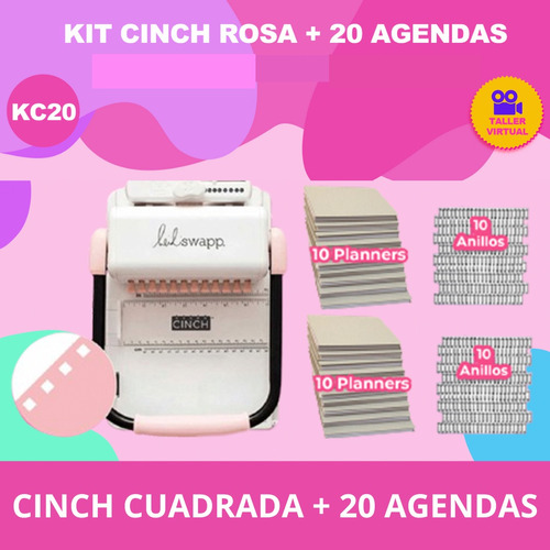 Encuadernadora Cinch Rosa, + 20 Agendas Kc20