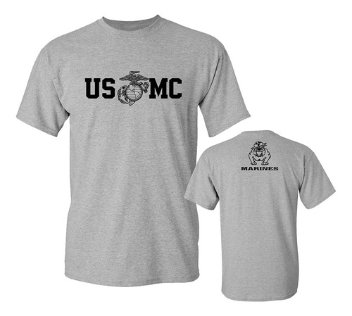 Camiseta Usmc Lucky Ride Marine Corps Bull Dog En La Parte D