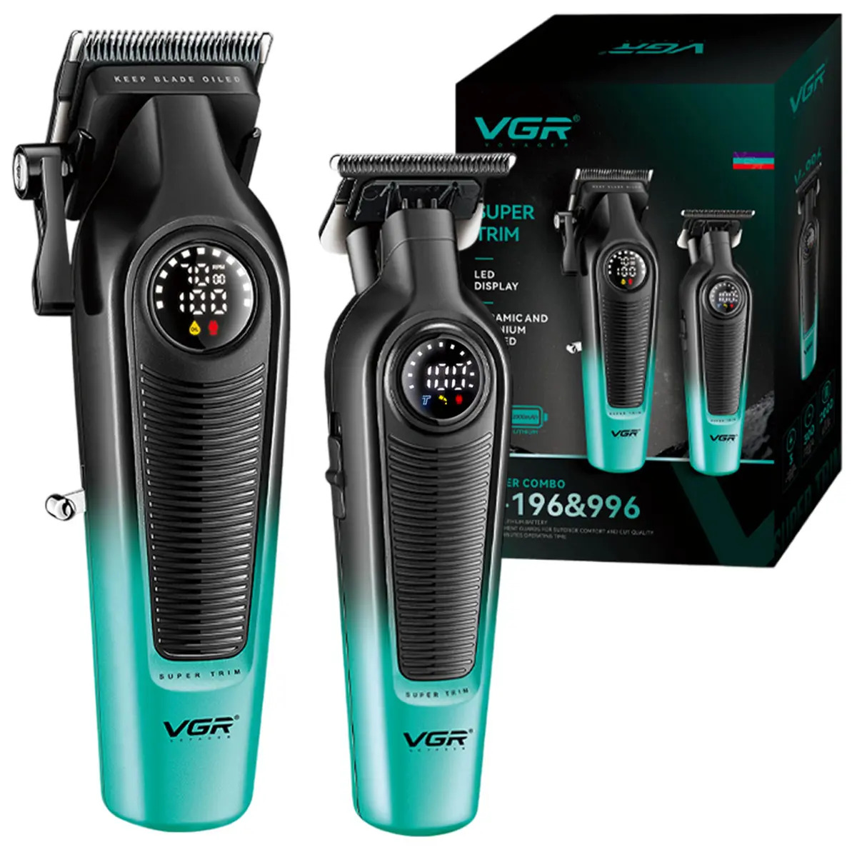 Máquina Cortar Pelo Patillera Vgr V-196 & V-996 7000rpm Verde