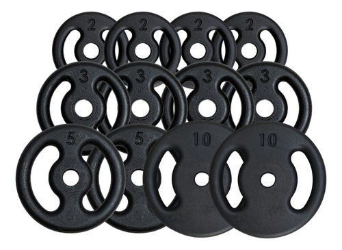 Kit Musculação 50 Kg Com 3 Barras Ocas E Pesos