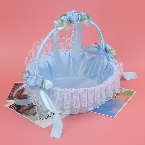 Cesta De Flores Portátil Para Bodas, De Encaje, Para Fiestas