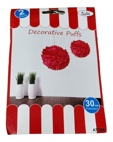 Pompon(puffs) Decorativo De 30 Cm De Diametro 3pks Con 2 Pcs