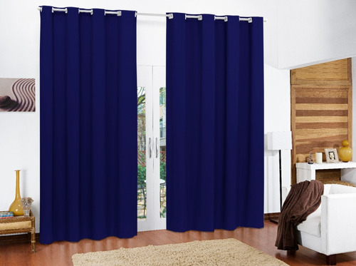 Cortina Blecaute Pra Sala Varanda 2,80x2,50m Blackout Pvc Cor Azul-marinho