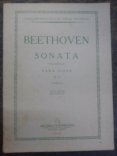 Sonata Patetica Para Piano * Ludwig Van Beethoven * Ricordi