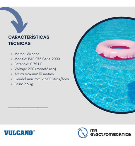 Imagen 4 de 10 de Bomba Autocebante 3/4 Hp Vulcano Ideal Piscinas Bae075