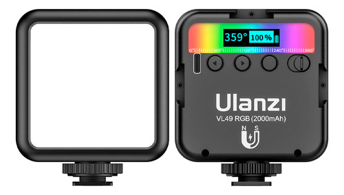 Mini luz RGB recargable Ulanzi Vl49 para foto/vídeo, color negro
