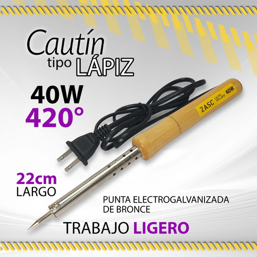 Cautin Tipo Lapiz Mango Madera 40w 110v Zasc / 10309