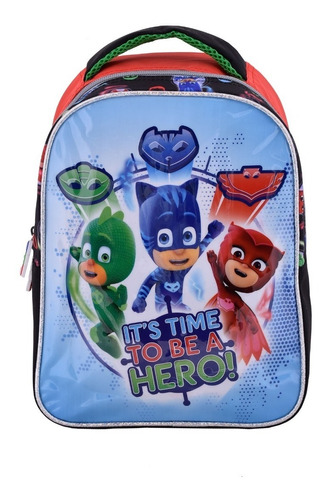 Mochila Espalda Jardin 12p Disney Pj Masks Footy Mundomanias Color Negro/Rojo