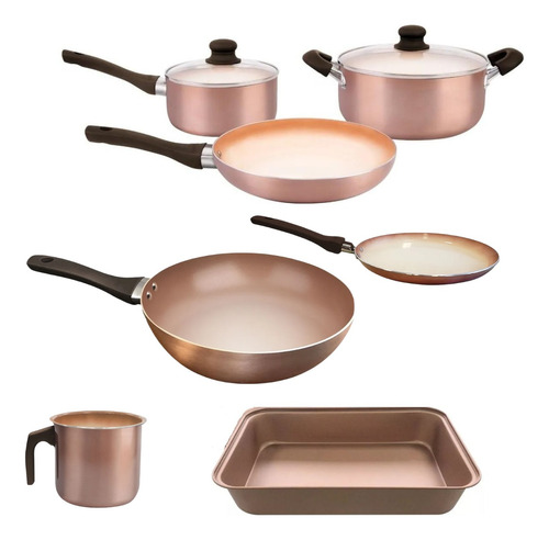 Set Hudson Original Ollas Sarten Asadera Wok Cerám Antiadh 