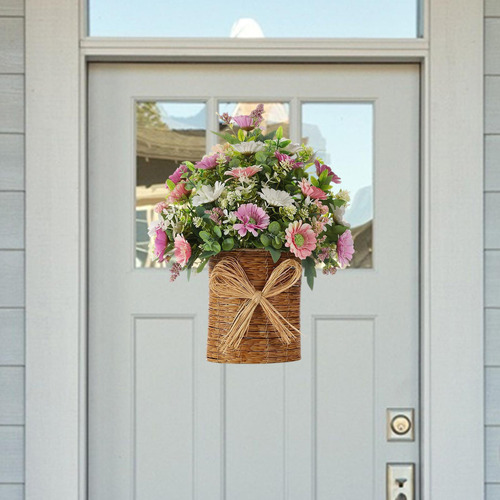 Front Door Solfing Basket Wralt Welcome Folhas De Eucalipto