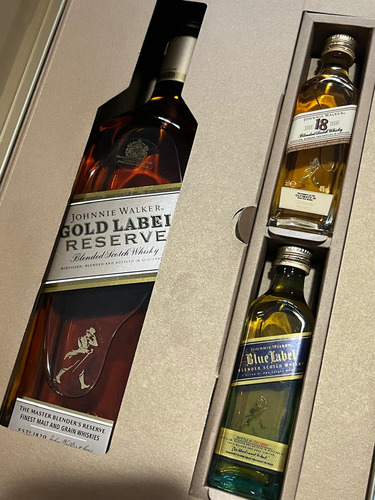 Whisky Johnnie Walker Estuche Lata Gold 75cl Blue 18años 5cl