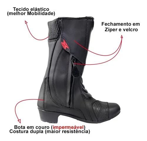 Bota Motociclista Feminina Texx Strike Lan amento Lady