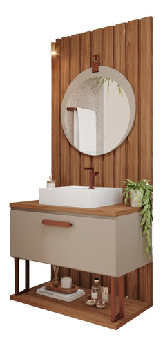 Gabinete Para Banheiro Duna 60cm Espelho P/ Banheiro +painel
