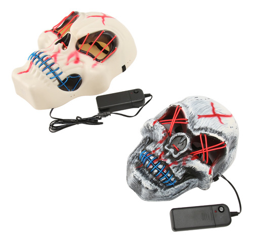 Capa Facial Up Halloween, 2 Peças De Led, 3 Modos Intermiten