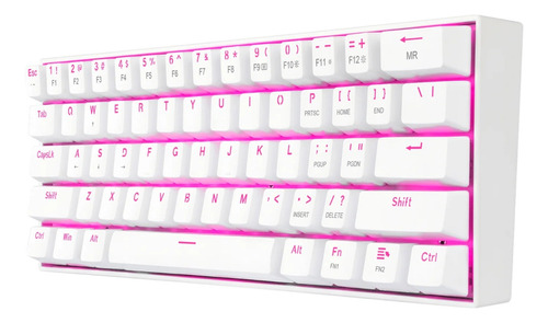 Imagen 4 de 9 de Teclado Mecánico Redragon Dragonborn White Led Rosa Sw Brown