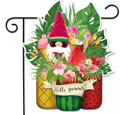 Bandera De Jardín Hello Summer Gnome Mason Jar Welcome...