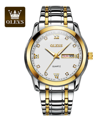Reloj De Cuarzo Olevs 8691 Luminous Calendar Business Color del fondo Silver Gold White