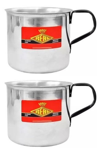 Set X 2 Jarro Nº14 Con Asa Negra 1,90l Aluminio Color Plateado