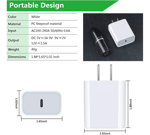 Pd Cargador Rápido Para iPhone SE 11 Pro Xr Xs X 8 Plus iPad