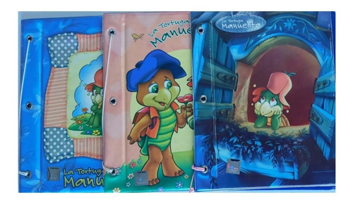 Carpeta Escolar 2 Tapas N°3 Pvc Tortuga Manuelita Retro 