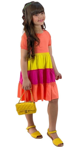 Imagem 1 de 1 de Vestido Infantil Feminino Roupa Criança Moda Blogueirinha