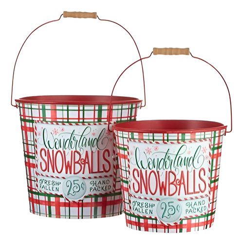 Set 2 Cubetas Snowballs Decoración Navidad 2 Tamaños