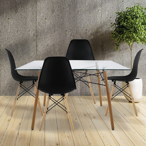 Juego De 4 Sillas Eames Oslo Negras Para Comedor Y Oficina
