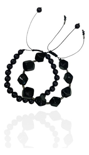 Pulseira Resina Facetada Negra - Kit 2 Pulseiras - Bleu