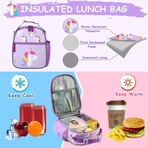 Bolsa De Almuerzo Con Diseno De Unicornio Para Nina, Bonita